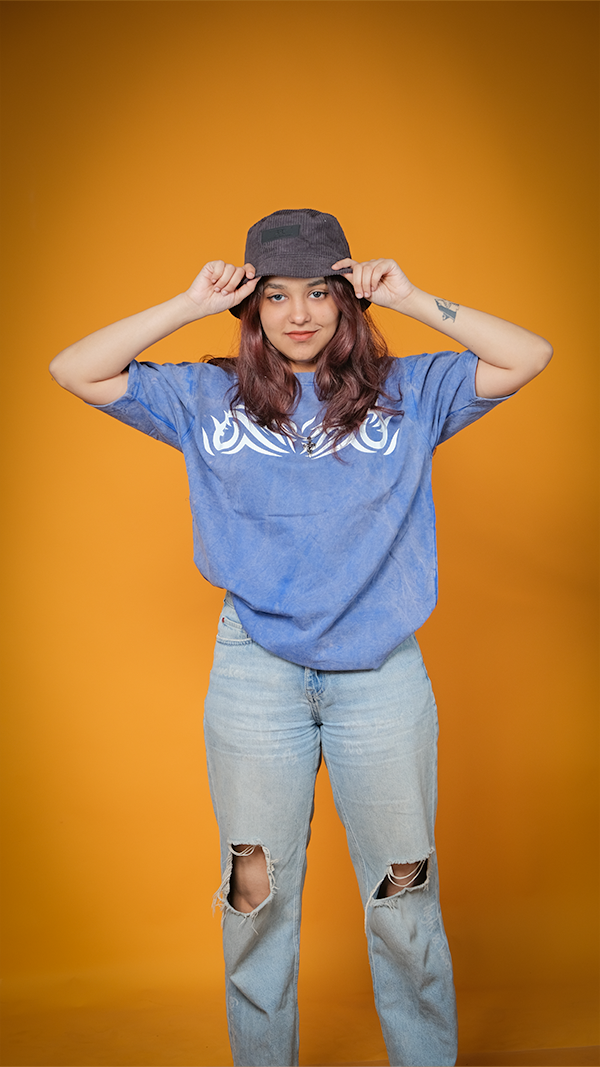 Royal blue acid wash Unisex Oversized T-Shirt