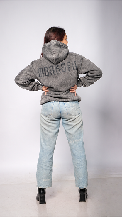 Grey Acid Wash Unisex Oversized Hoodie