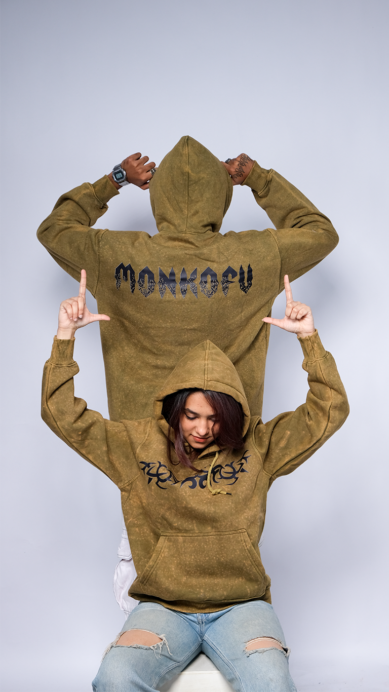 Olive Acid Wash Unisex Oversized Hoodie